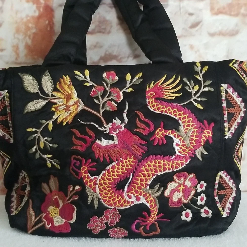 New Johnny Was Lilith Quilted Satin Tote - Picture 4 of 14